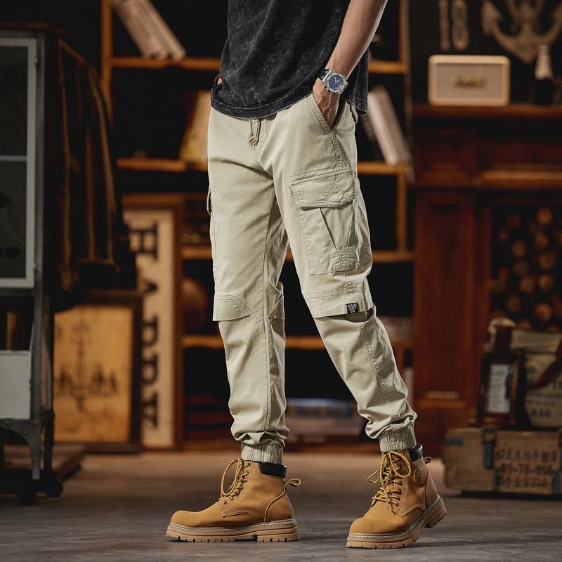 

Summer New Retro Overalls Men s Trousers Loose Casual Versatile Trendy Brand Multi-pocket Leggings 38 хакі