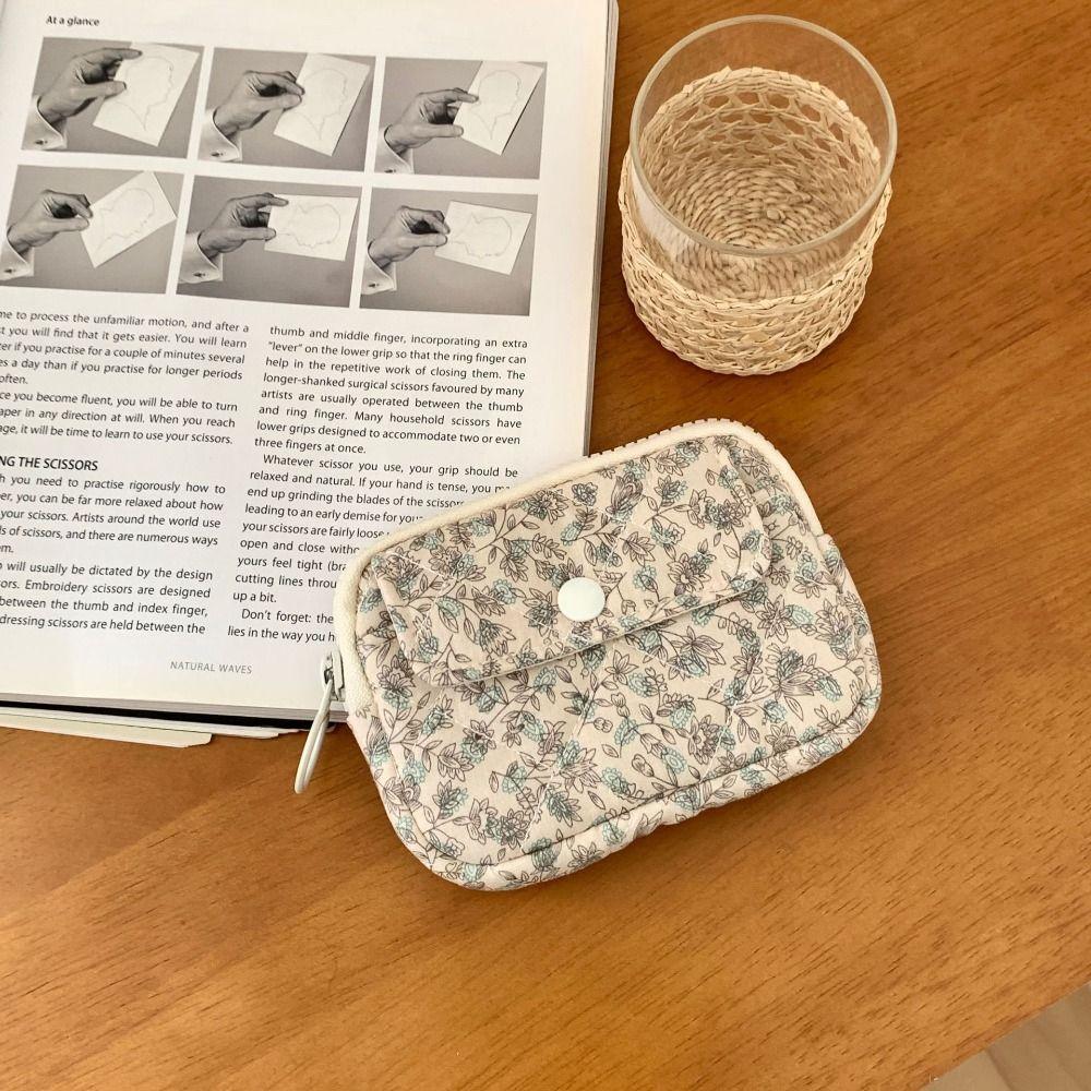 Stripe Small Makeup Lipstick Bag Large Capacity Mini Canvas Storage Bag Floral Coin Purse  Outdoor