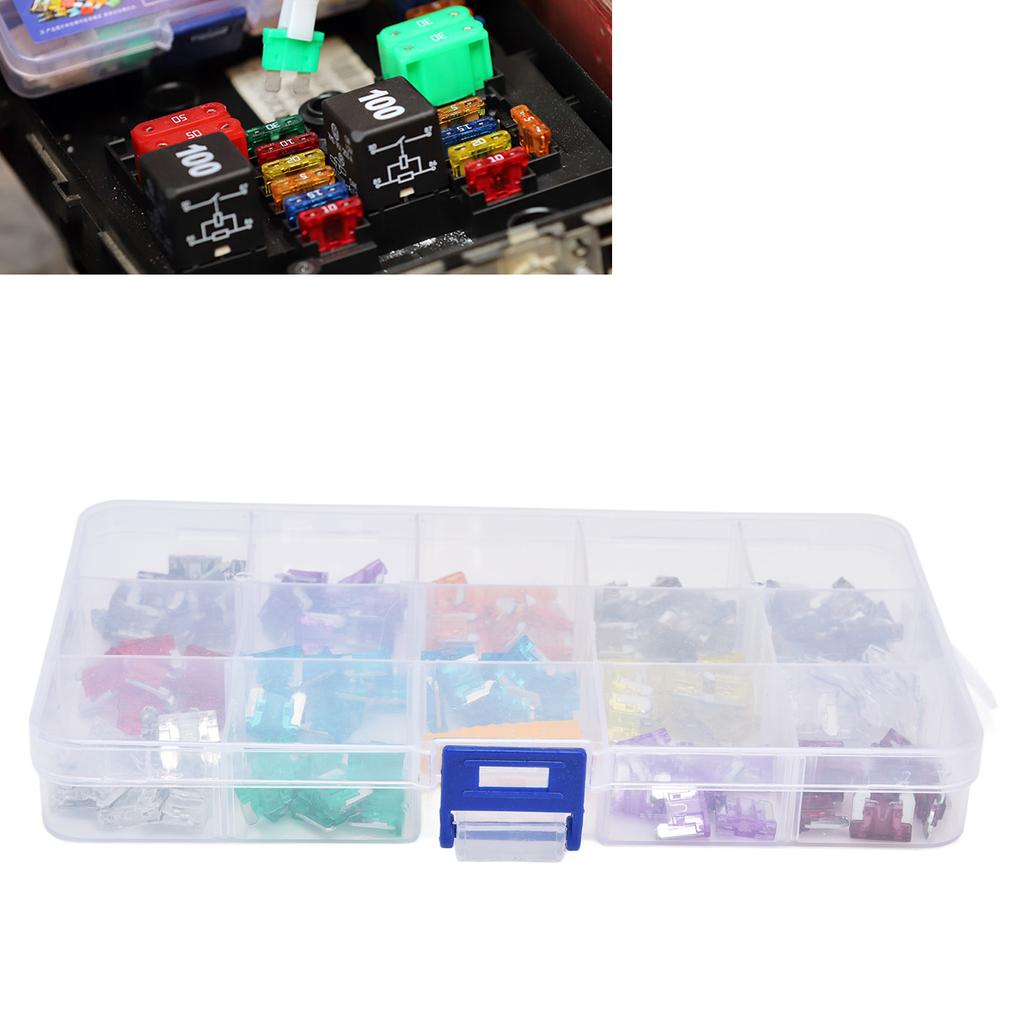 140Pcs Car Fuses Assortment Kit Blade Type Aluminum Sheet Automotive Replacement 530A M S