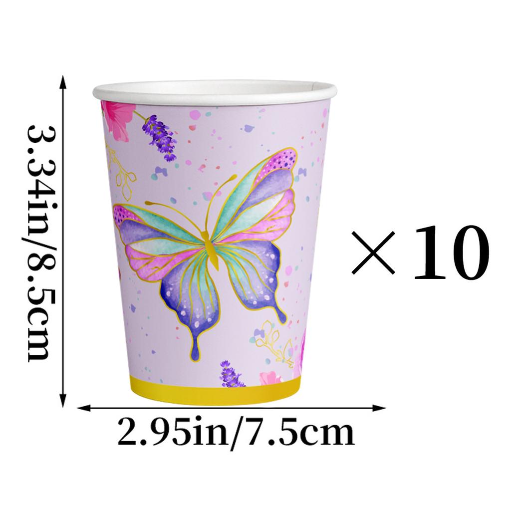 Spring Butterfly Party Decoration Arrangement Paper Cup Paper Plate Knife Fork Spoon Set