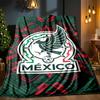 Mexico Football Crest Blanket Outdoor Flannel Blanket for Camping, Hiking, Garden Parties, Picnic Essentials,gift for family and friends