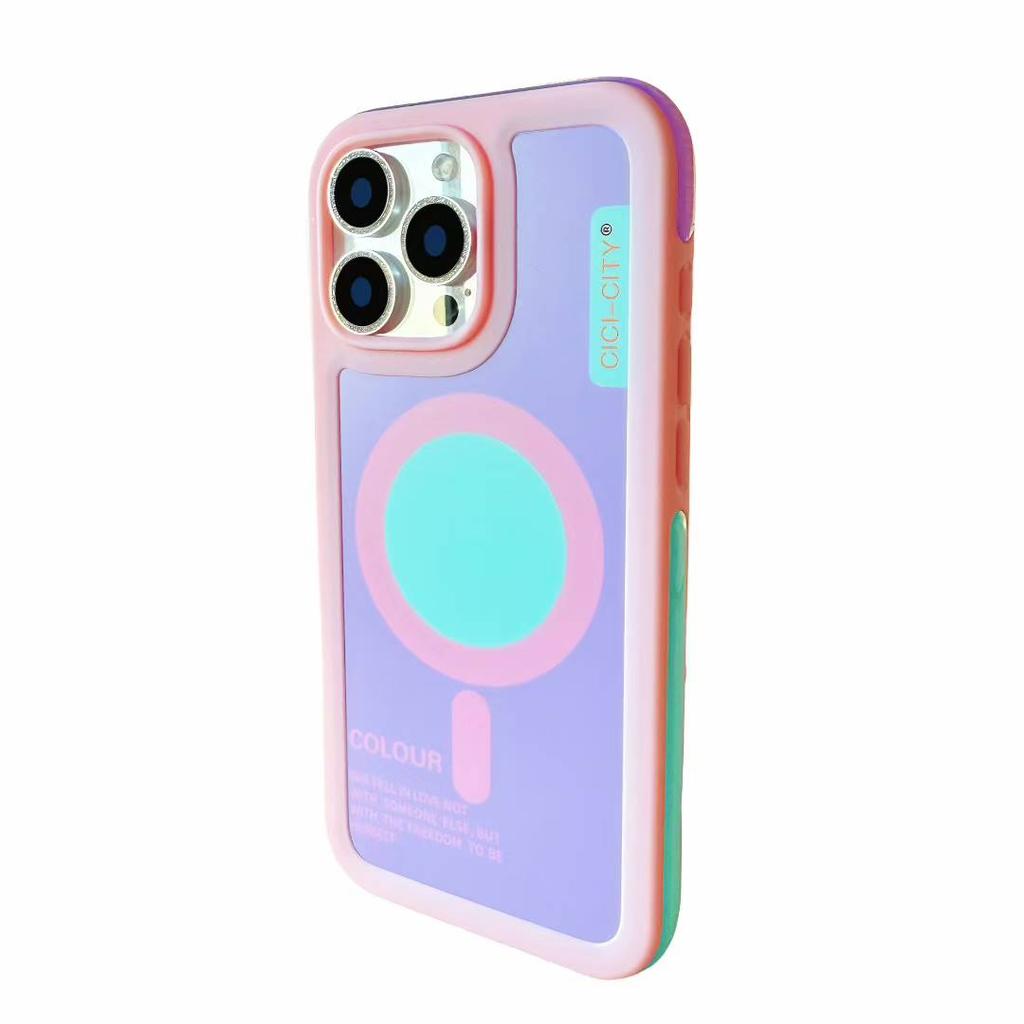 For iPhone 13 14 15 16 17 Pro Max Case Magsafe Happy Dapamine Color Anti-Collision Drop-proof Protective Cover for Summer Girls