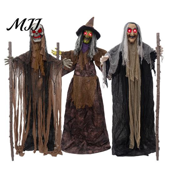Tema Oscuro Ornamenti per Feste Halloween Animatronics Spaventosi Decorazione Strega, Attivato dal Suono in Piedi con Sensore di Movimento Inquietante Oggetti di Scena Infestati