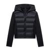 Damen Kapuzen-Pufferjacke Colorblock Patchwork Gesteppte Ärmel Stehkragen Reißverschluss Lässiger Wintermantel