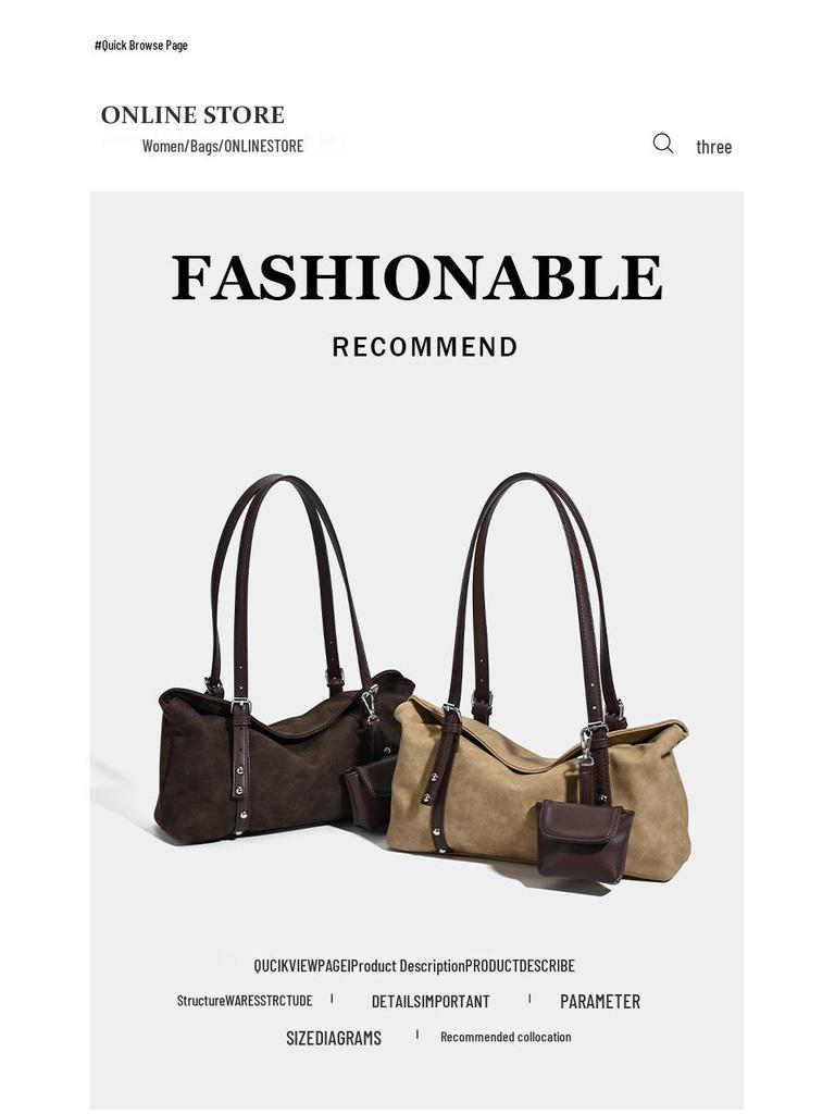 Retro Wildleder Große Kapazität Damen Schulter- und Umhängetasche - Herbst/Winter Vielseitiges Design