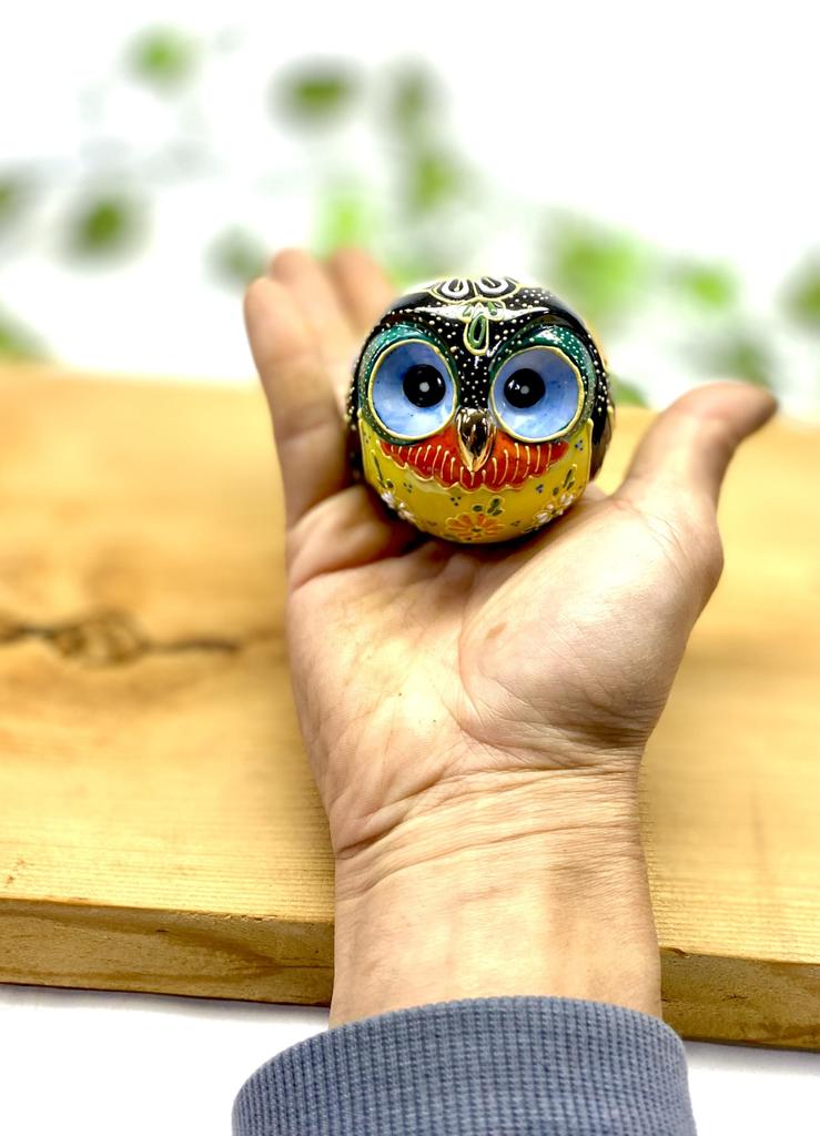 Hyakukaen Kutani Owl Figurine, Lucky, Decomori, Black, Size 2.2
