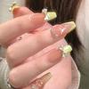 24 Pcs French Press On Nails Silver Glitter Fake Nails Simple Artificial Nail Tips