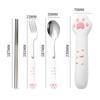 Cartoon Cat Claw Stainless Steel Spoon And Fork Set Spoon Chopstick Cutlery Student Outdoor Camping Portable Kitchen Accessories