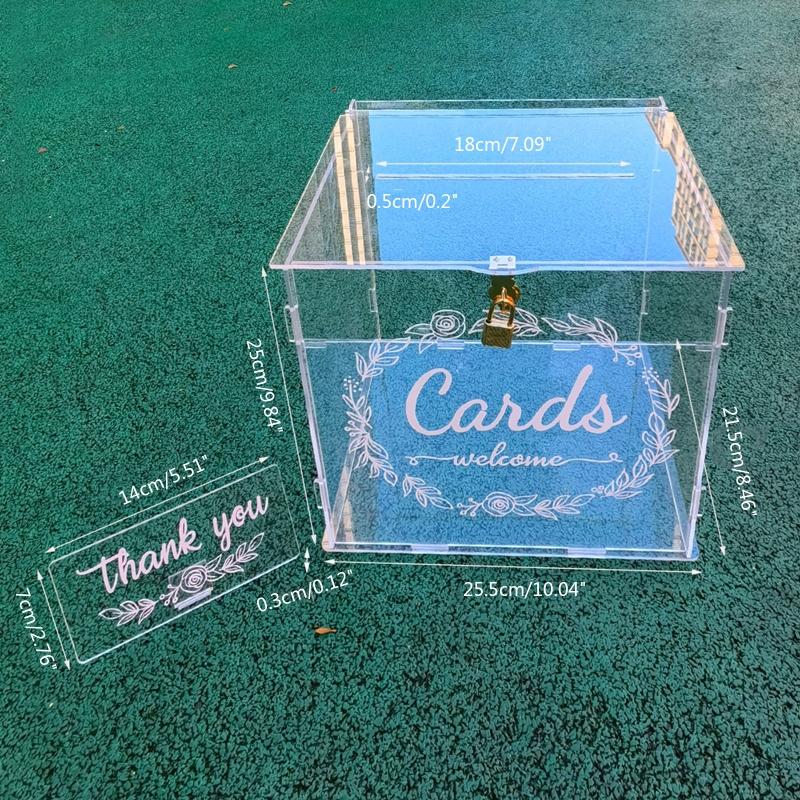 Clear Acrylic Wedding Card Box Wedding Receptions Wishing Money Card Box Birthday Party Baby Shower Decorations