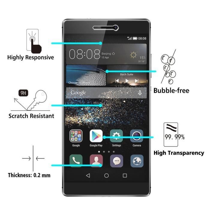 Verre Trempe HUAWEI P8 - Film Vitre Protection Ecran Ultra Resistant [Phonillico®]