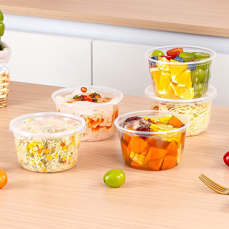 temeiju Disposable Microwavable Food Bowls with Lids, 30 Sets