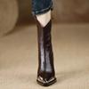 Women Boots High Quality Leather High-heeled Boots Fashion Pointed Short Boot Vintage Metal Pointe Women Ankle Boots Botas Mujer