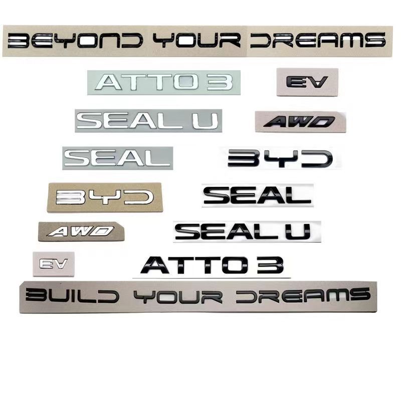 3D ABS כרום שחור לוגו BYD סמל אותיות Stiker רכב תא מטען תג עבור BYD חותם צ'ין האן שיר בתוספת ATTO3 חותם U אביזרים