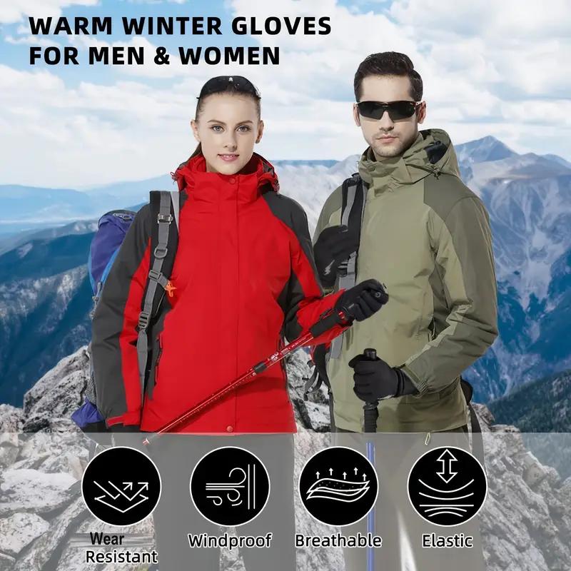 Winter Warm Gloves for Men Windproof Waterproof Anti Slip OutdoorCycling Thick Fleece Lined Touch Screen Gloves for Cold Weather