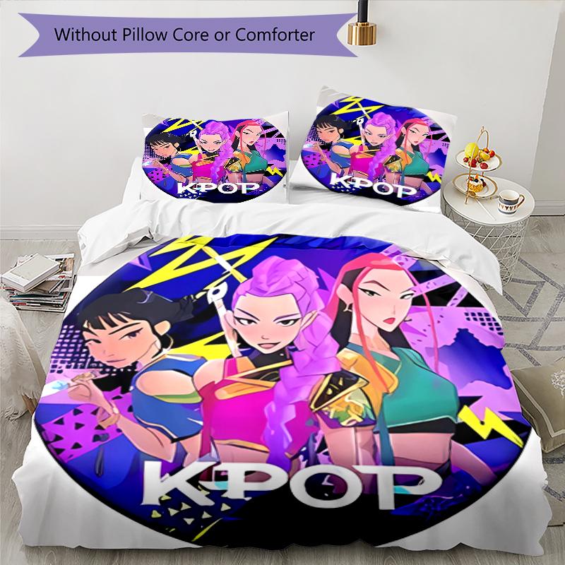 Set di biancheria da letto Kpop Hunter7 da 3 pezzi, set copripiumino include copripiumino e federe, decorazione perfetta per la camera da letto per tutte le stagioni e regalo