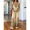 Y116 Summer Loose Top Wide-leg Pants Two-piece Women's Clothing European and American Fashion Suit
