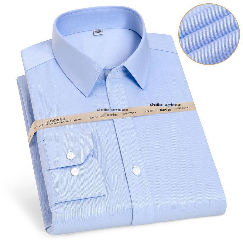 Мужская вышитая хлопковая рубашка без глажки для профессионального наряда 38