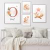 Nordisch Benutzerdefinierter Name Personalisiertes Tier Fuchs Wandkunst Leinwand Malerei Poster Bild Für Kinder Baby Kinderzimmer Mädchenzimmer Heimdekor