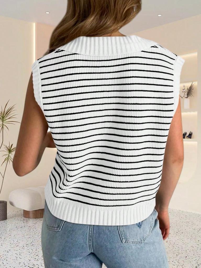 Women's V Neck Cap Sleeve Knit Sweater Vest Summer Sleeveless Pullover Top