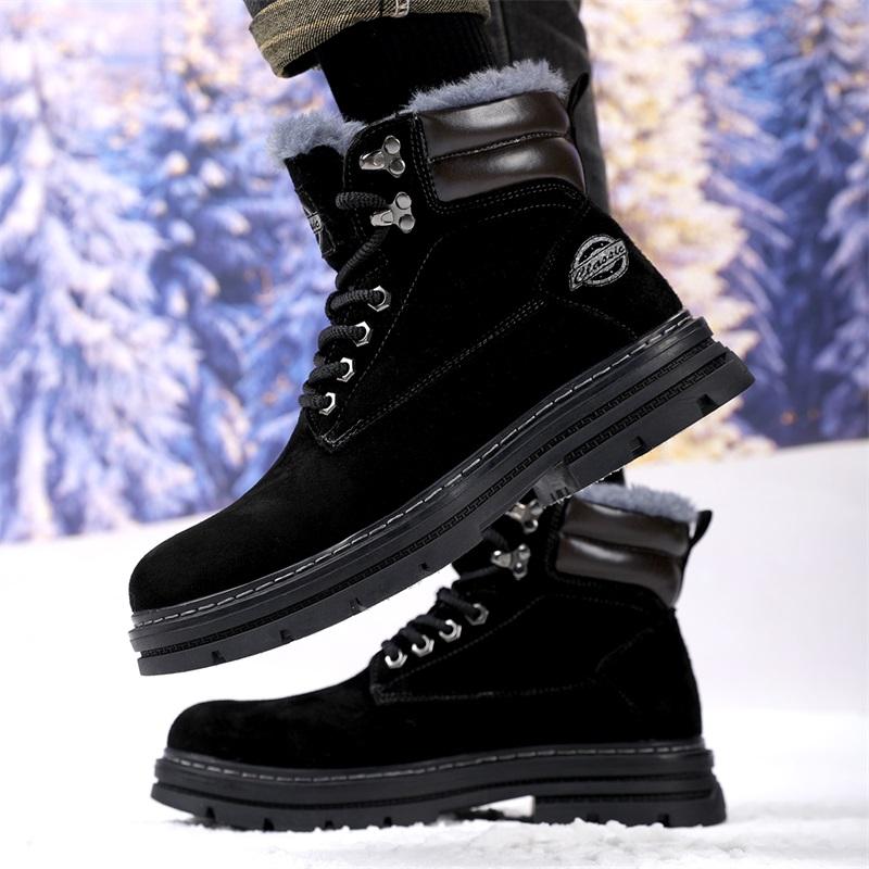 Pánské vysoké boty na volný čas Ručně vyráběné plyšové boty Ležérní boty Podzimní a zimní boty