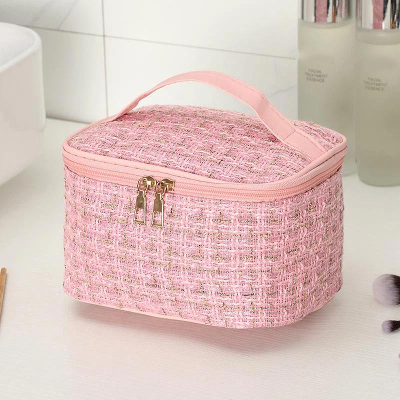 Waterproof Cosmetic Bag Large Capacity Smooth Double Zippers Soft Grip Handle Lightweight Toiletry Organizer for Trip