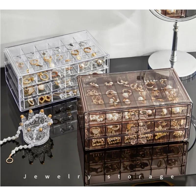 Lådstil Transparent Smyckeskrin Stor Kapacitet Ring Örhänge Halsband Akryl Smyckessorteringslåda Smyckeskrin Organizer