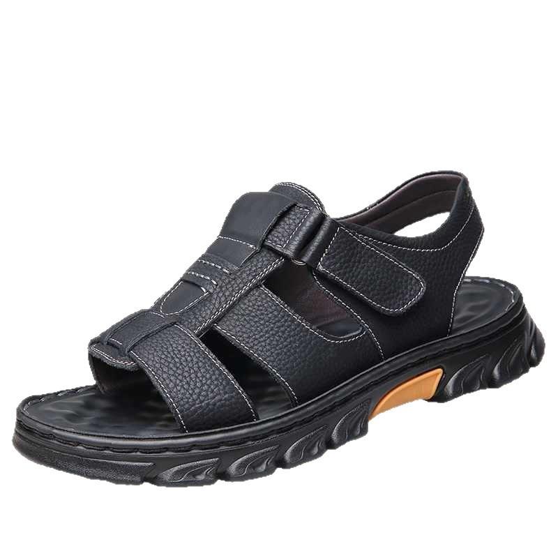 2025 Sommer Sandalen Herren Weichsohle Zehenfrei Strandschuhe Atmungsaktiv und Vielseitig Mittelalterliche und Ältere Vaterschuhe Sandalen