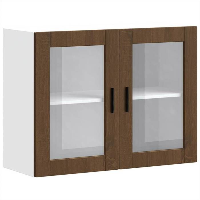 VidaXL Kitchen Wall Cabinet and Glass Door Porto Brown Oak, Kitchen Wall Unit, Wall Cabinets with 854094