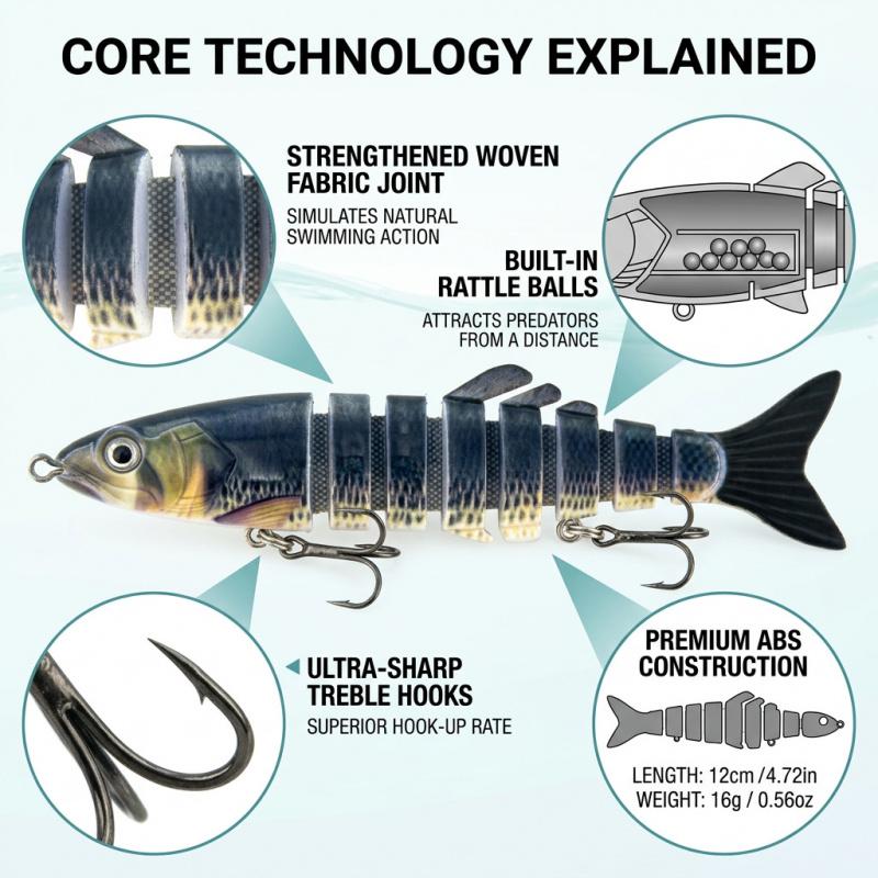 8-Section Lure Biomimetic Segmented Bait Submerged In Water For Long-Distance Freshwater Sea Fishing, Including Perch Fishing Gear