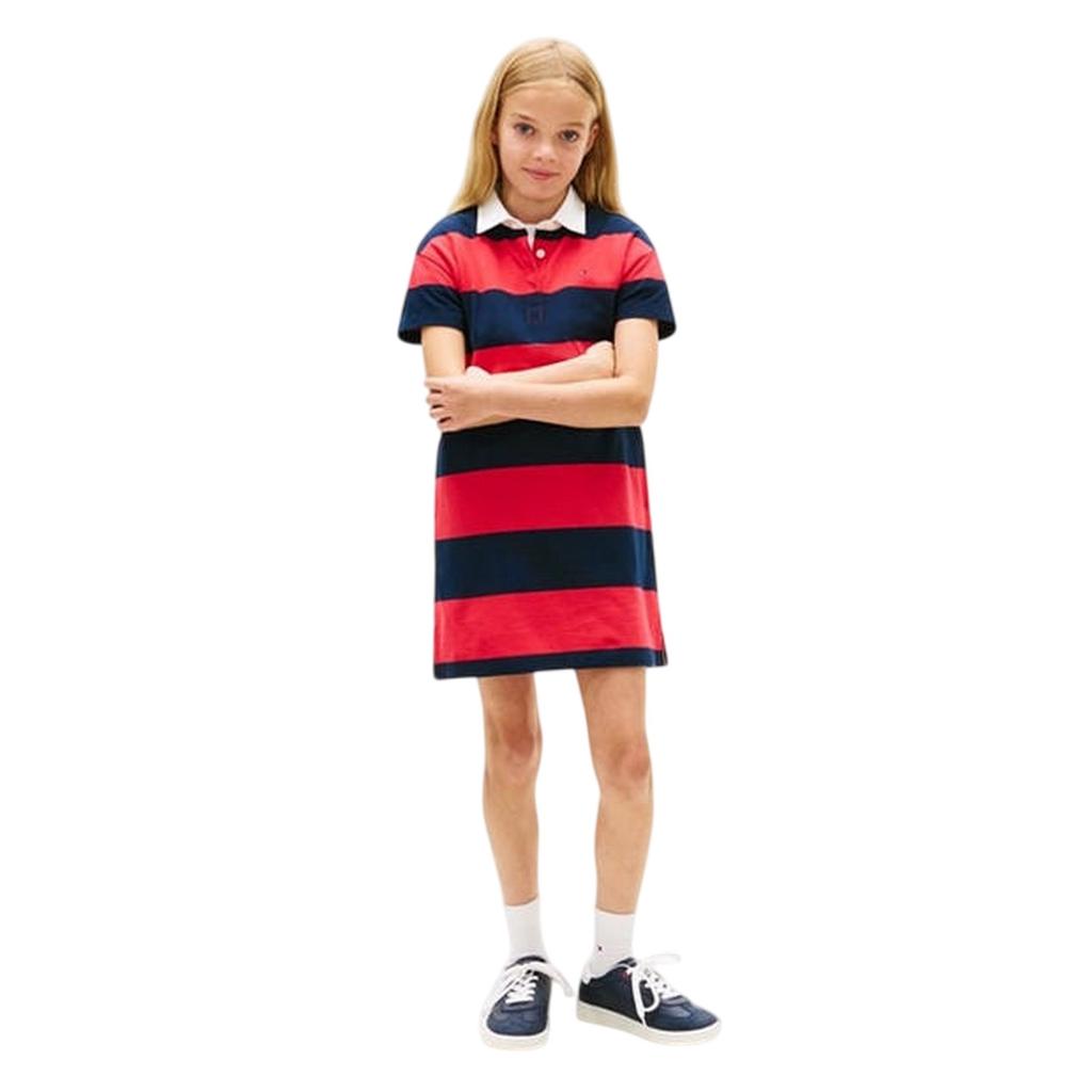 Tommy Hilfiger Girls Striped Pique Rugby Polo Shirt Dress