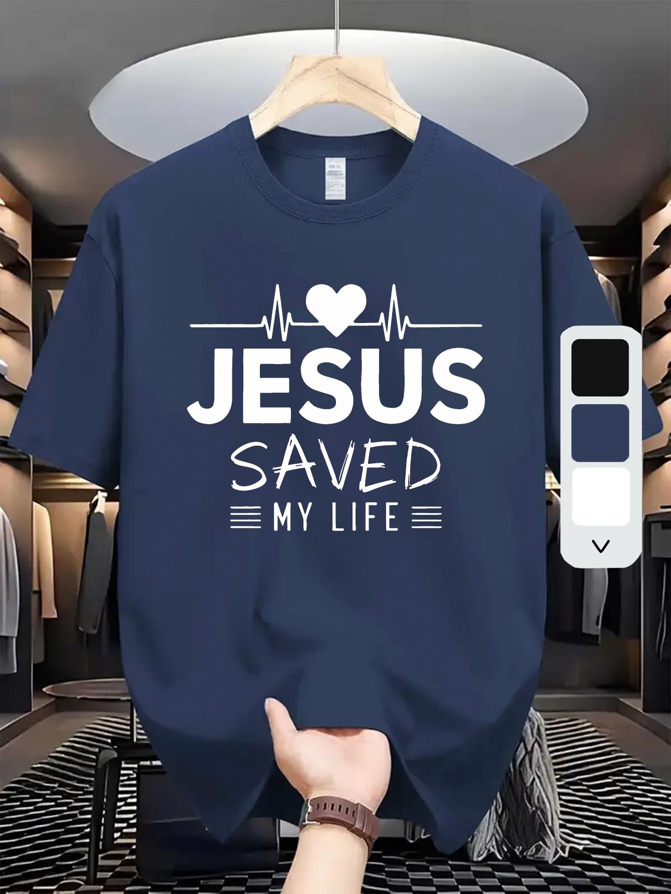 63023 Cotton Blend T-shirt - Jesus Saved My Life Graphic Print XXL
