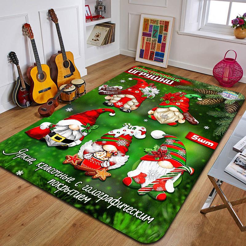 C-Christmas Dwarf Print Carpet Door Mat Living Room Bedroom Non-slip Carpet Home Decoration Floor Mat New Year Gift