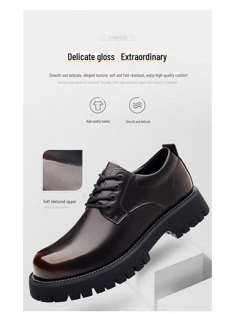 Men's Polished Leather Martin Boots - British Style, Versatile Casual Low-Top Short Boots for Autumn and Winter.