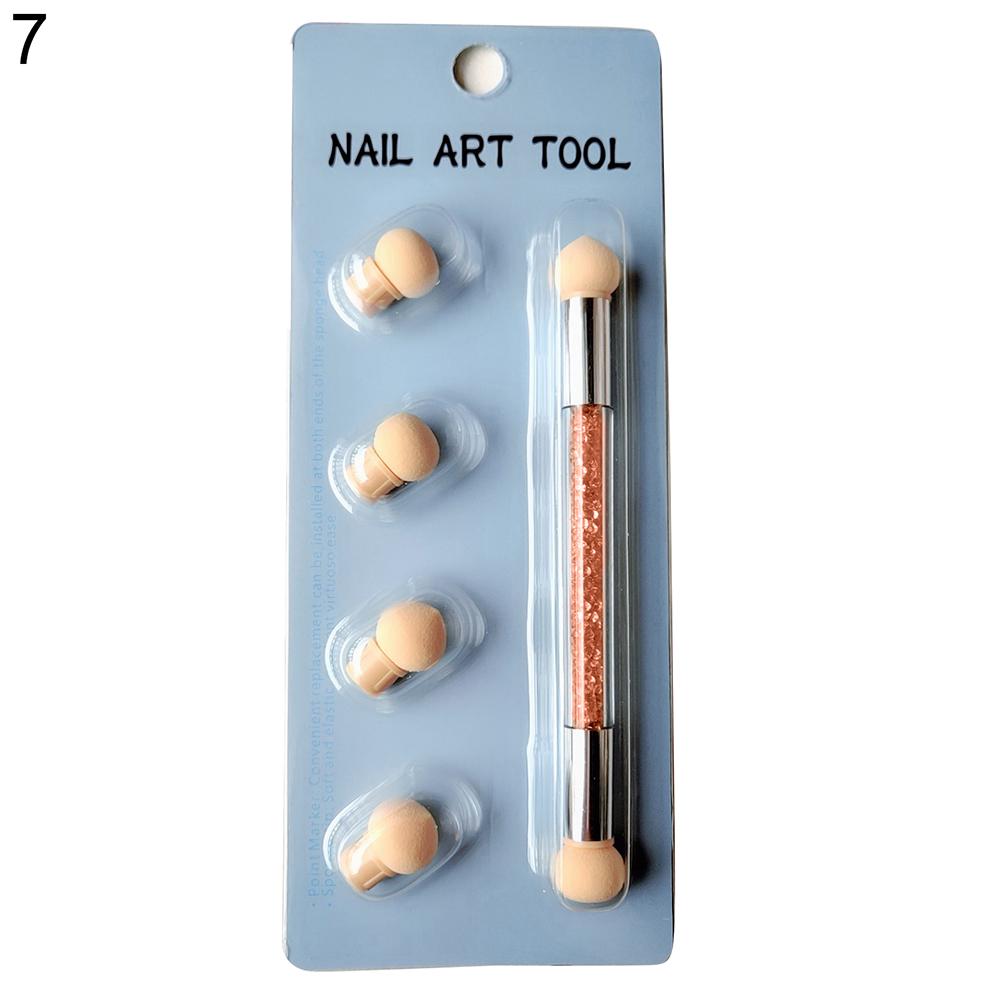 Portable Washable Double-Head Sponge Stained Pen Nail Art Painting Point Painting Tool