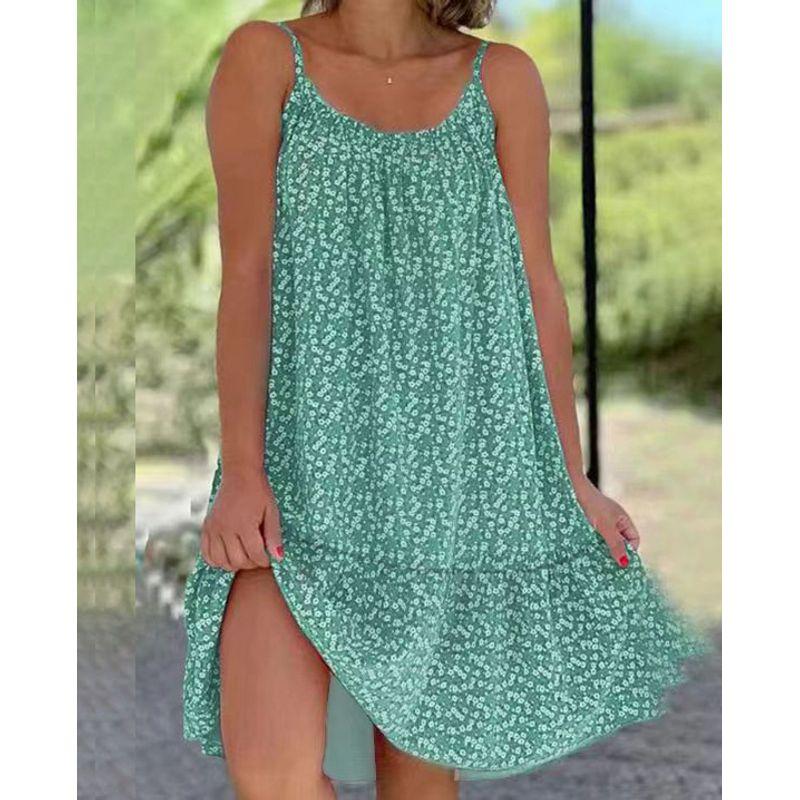 Floral Sleeveless Camisole Vest Dress Floral Sleeveless Sling Vest Dress