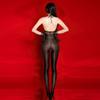 Sexy Women Yoga Shaper Bodystockings Glossy Shiny Elastic Leotard Bodysuit Sheer See Through Open Crotch Maid Tight With Glove