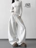 Women's Pink Lazy Style Wide-Leg Sweatpants -  Winter New High-Waisted Slimming Casual Trousers