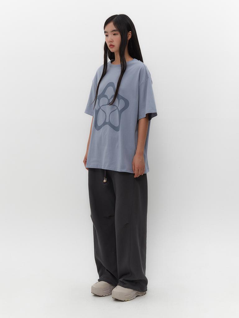 TUOMIO Star Graphic Oversized T-Shirt [Baby Blue]