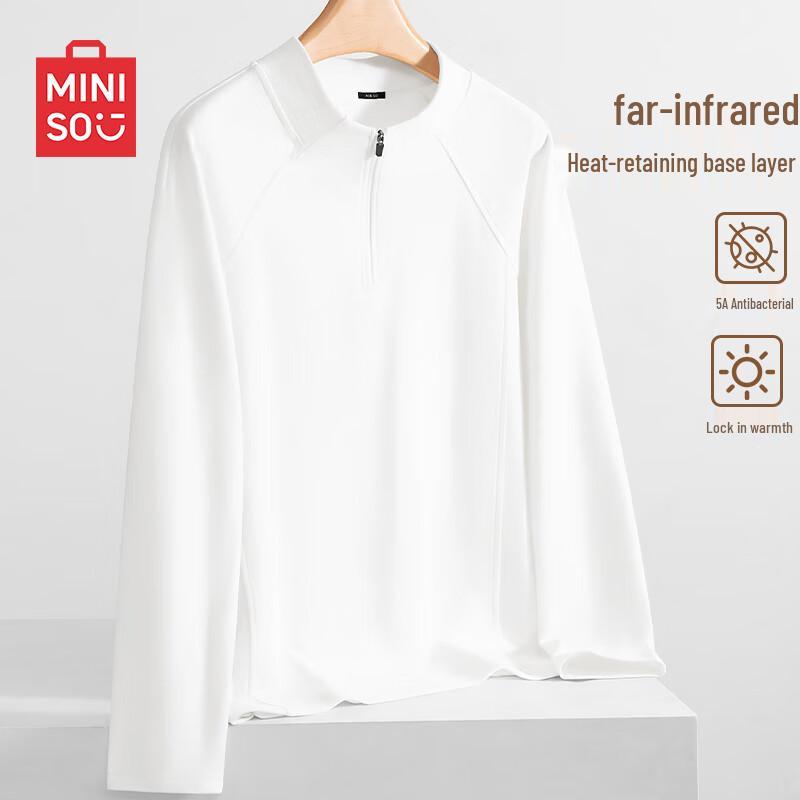 MINISO Men s Winter Fleece-Lined Thermal Mock Neck Long Sleeve T-Shirt L