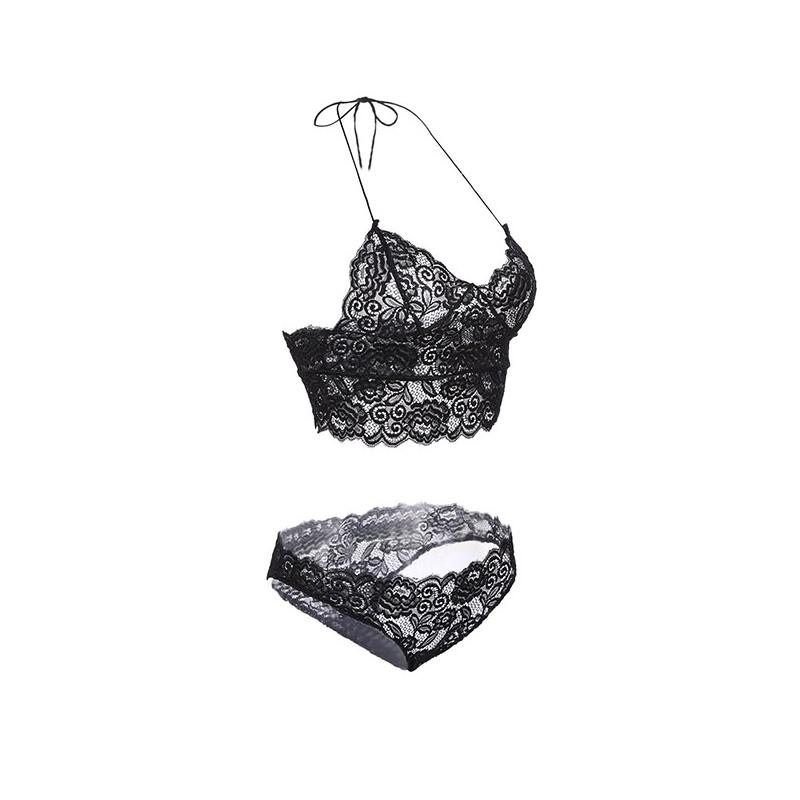 Women Sexy Lingerie Bralette Set Women Sexy Corset Hollow Lace See-through Underwear Cami Lingerie Bra Set Sex Clothes