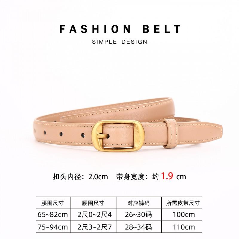 Womens Slim Genuine Leather Belt With Zinc Alloy Buckle Vintage Style Waist Accessory Casual Office Chic Outfits