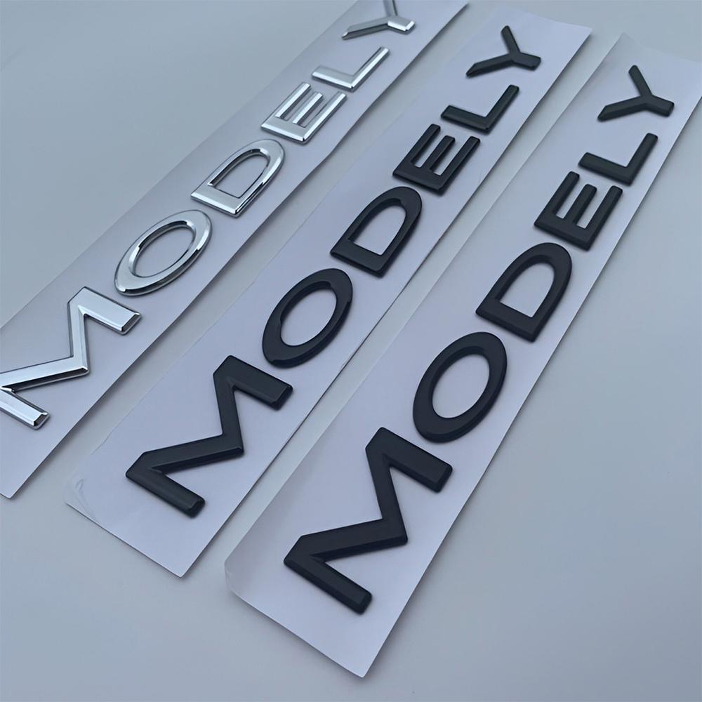 3D ABS Silver Red Black Logo Model Y X S Emblem Letters Nameplate Car Rear Trunk Badge Decal For Tesla Accessories