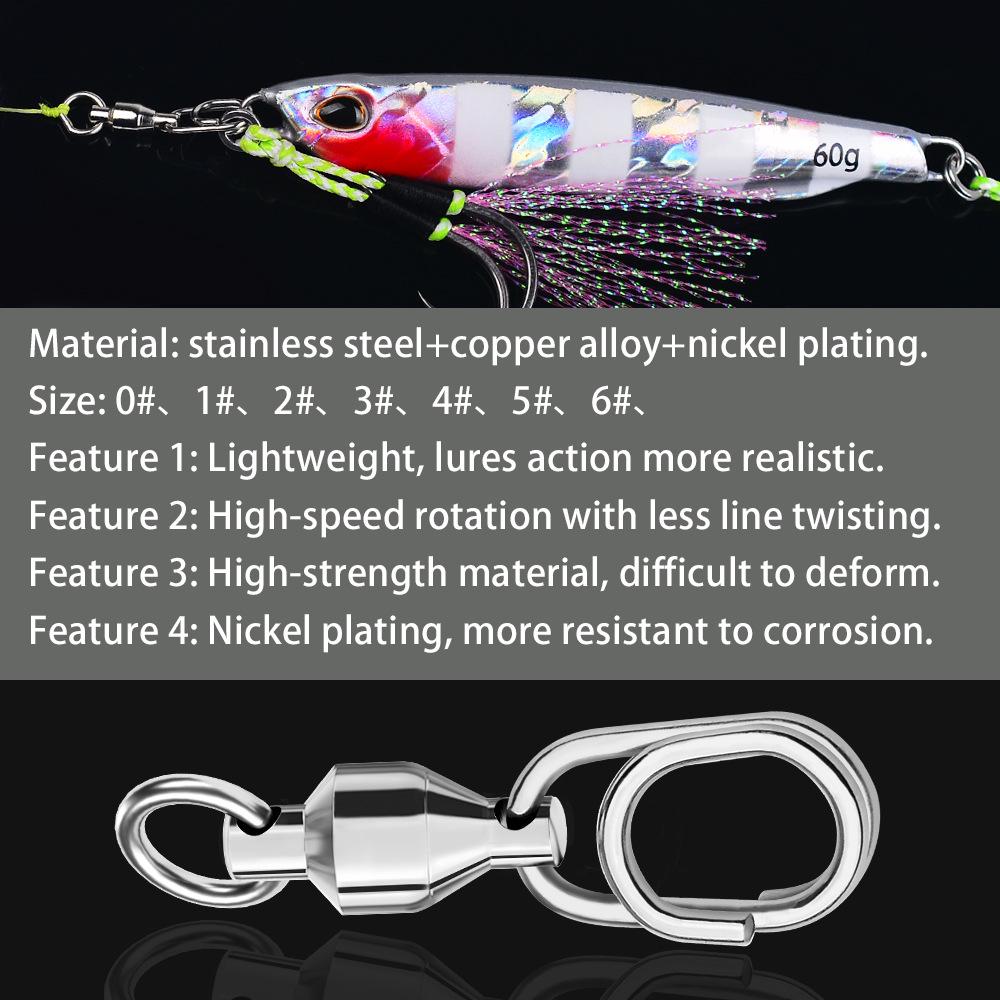 Lure Bait Octagonal Ring Connector High Speed Bearing Rotating Ring Elliptical Pin Octagonal Ring Fishing Supplies Fishing Gear Accessories