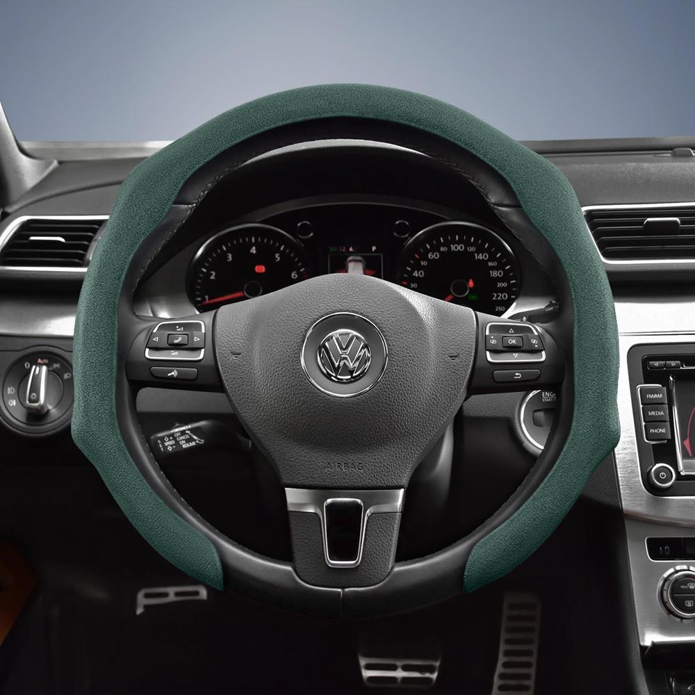 Suitable for Volkswagen Premium Suede Snap-On Steering Wheel Covers, Non-Slip and Durable, Available for D-Shaped Steering Wheels, Compatible
