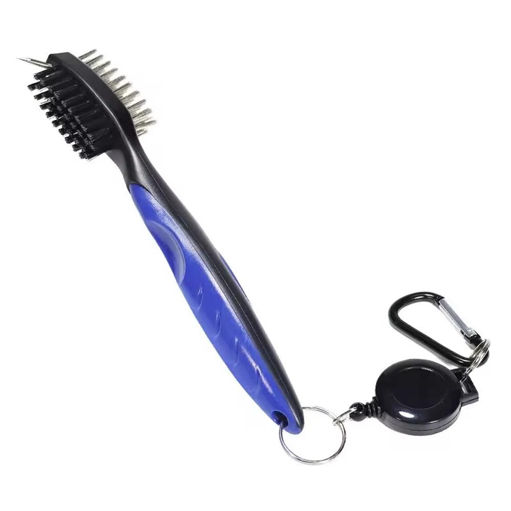 

Double-sided Golf Club Cleaning Brush With Retractable Cord And Aluminium Hook Portable Golf Cleaning Supplies синий