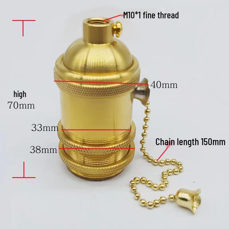 Vintage E26/E27 Copper Lamp Holder with Rotary Switch - DIY Pendant Light Fixture Accessory