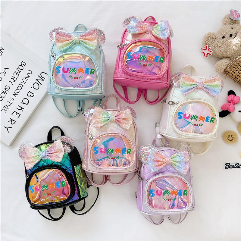Colorful Neutral Gender Childrens Backpack With Whimsical Bow And Durable Design