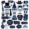 36pcs Happy Birthday Party Photo Booth Props Shimmer Powder Funny Glasses Lips Hat DIY Photo Shoot Prop Photobooth Accessories