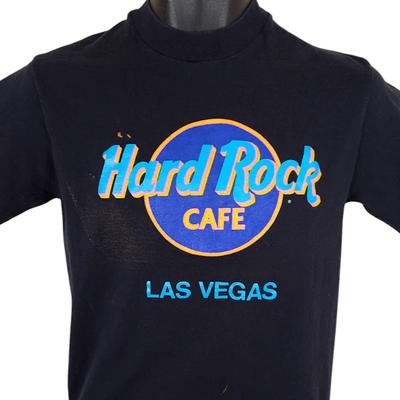 Vintage Hard Rock Cafe 100% Cotton T-shirt Mens Tees Top Mens Size Small Black 90s Las Vegas Made In USA
