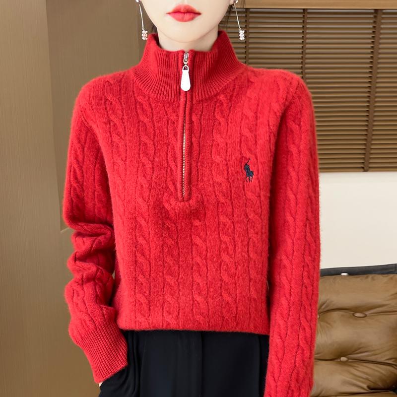 

Жіночий кашеміровий светр Qinghe cashmere 30% кашемір 70% вовна осінньо-зимовий пуловер теплий та модний L червоний